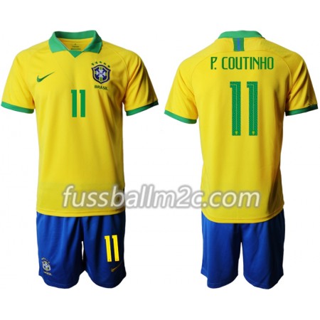 Fußballtrikots Brasilien P. COUTINHO 11 Kinder Heim Trikotsatz Copa América 2019 Fußballtrikots Brasilien P. COUTINHO 11 Kinder Heim Trikotsatz Copa América 2019